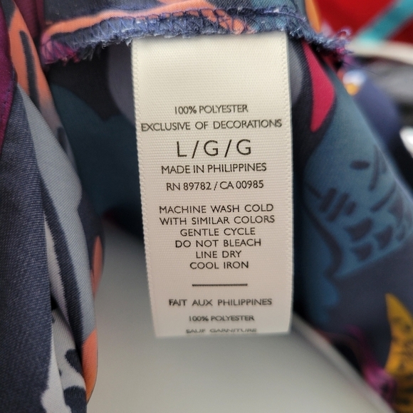 Natori Women's Large Long Sleeve Blouse V-neck Top Blue Purple Floral Print - Picture 4 of 9